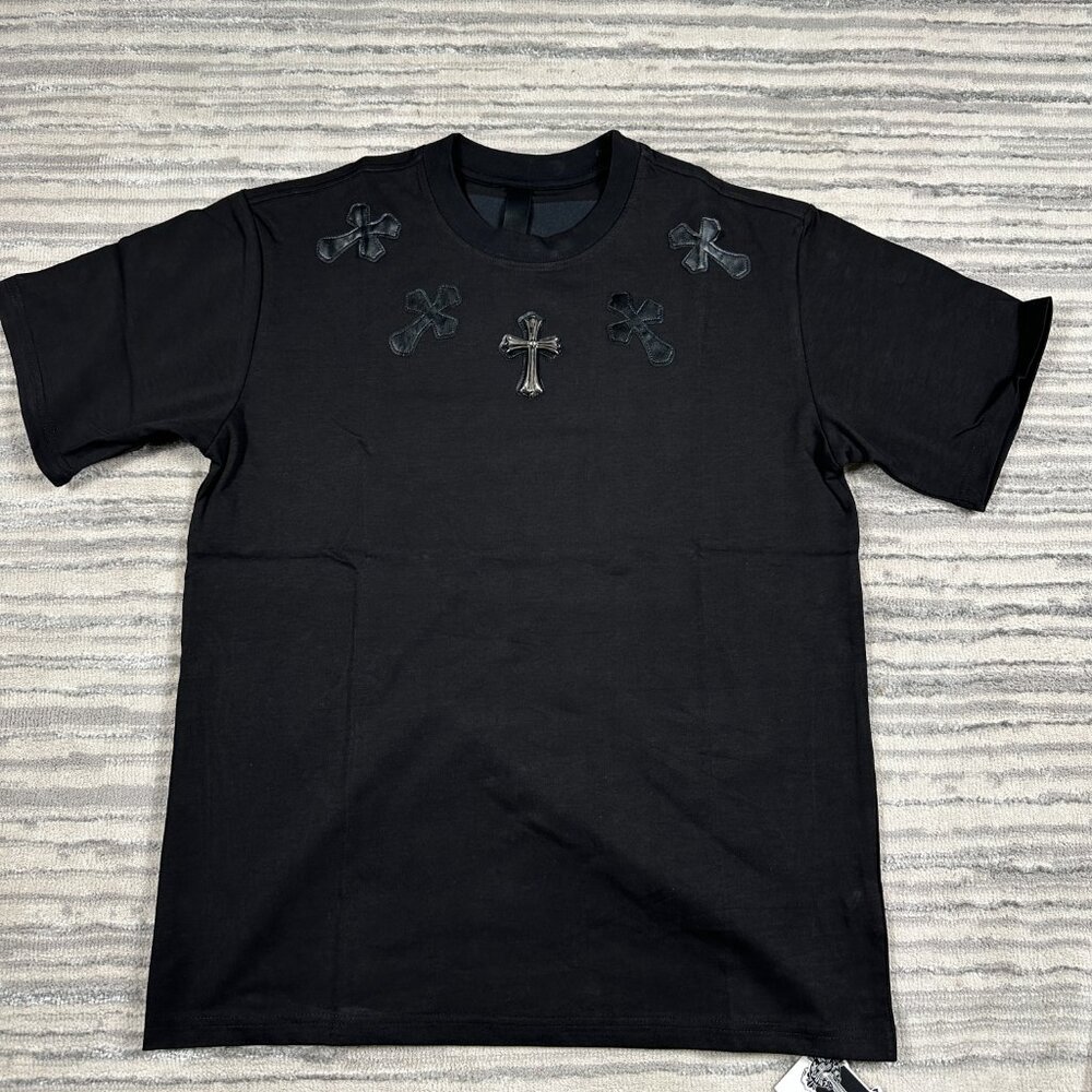 Chrome Hearts Cross Neck Black Tee Mens Size Large